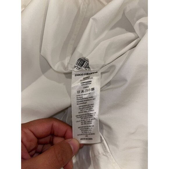 Paco Rabanne White Slim Fit Button-Up Long Sleeve Shirt Men's Size 17.5 - Picture 7 of 8